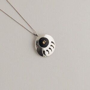 Native American Bear Paw Claw Sterling Silver 18K Gold Nugget Pendant Necklace